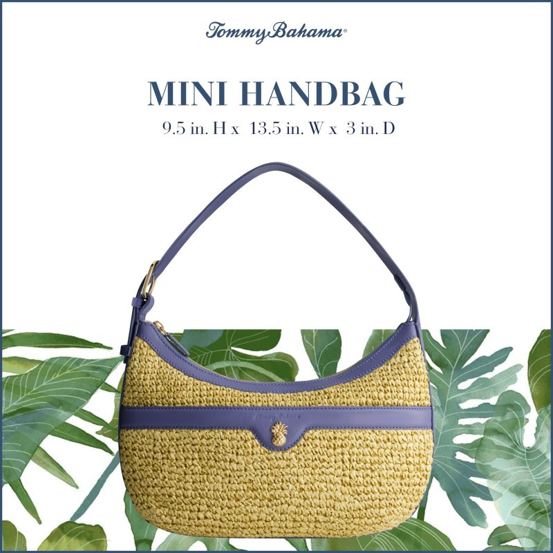 Concept One Tommy Bahama Women's Mini Handbag with Zip Closure and Woven Design Hobo Bag, Blue, blue