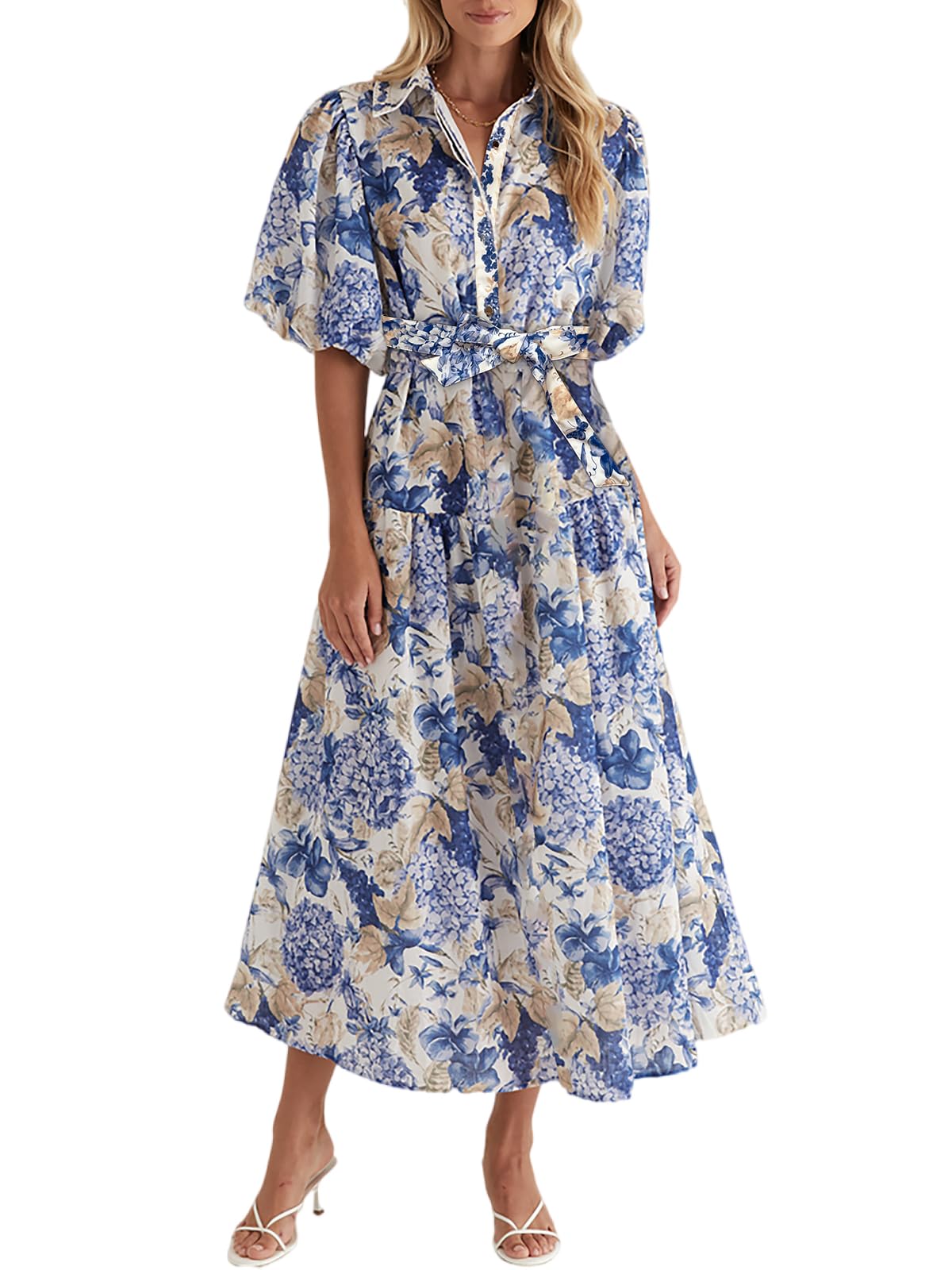 Amazon.com: Sissyaki Women's Floral Maxi Dress 2026 Summer Spring Wedding Guest Dress Button Down Sh