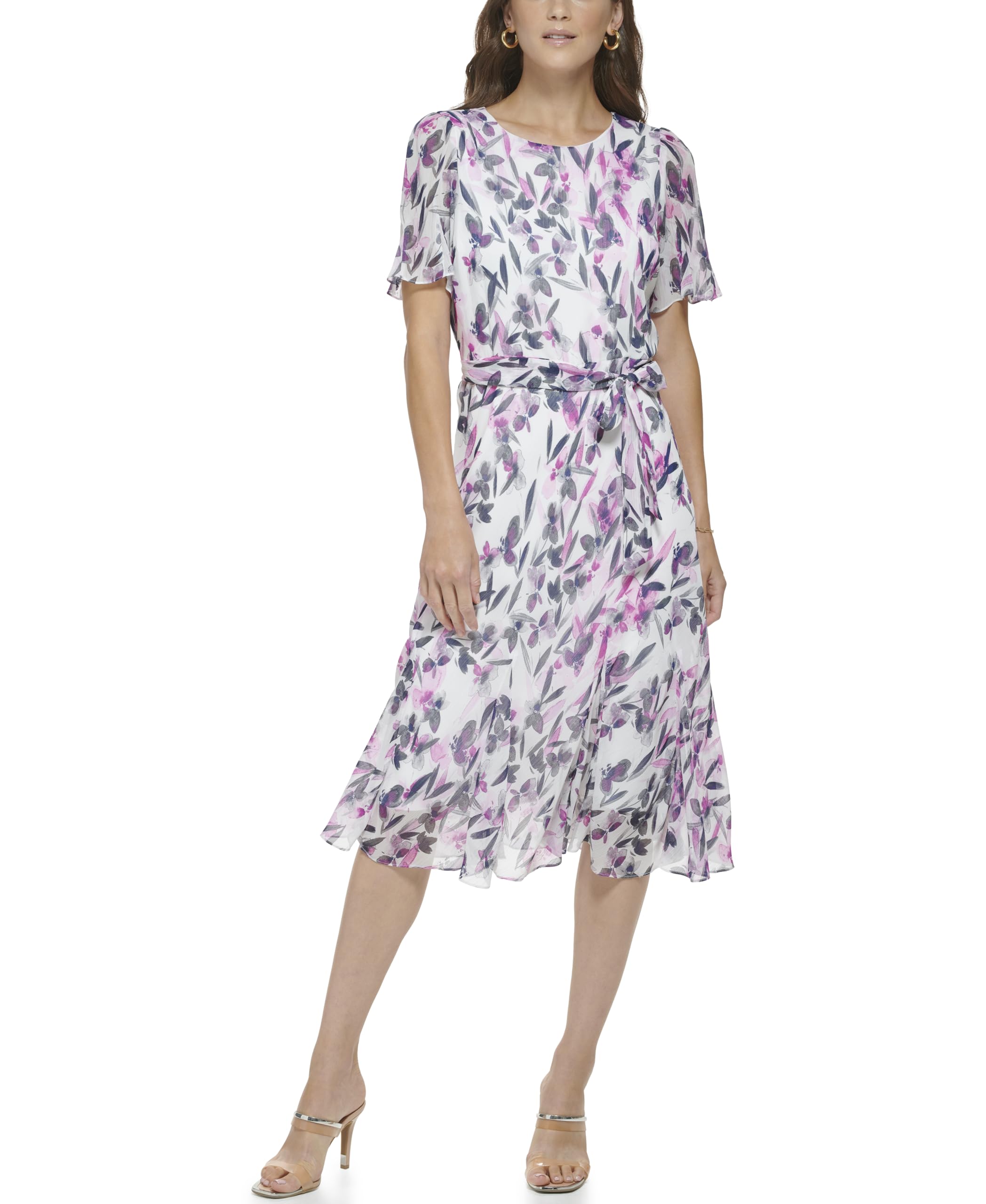 DKNY Women's Dress, Cream/Raspberry, 4 at Amazon Women’s Clothing store