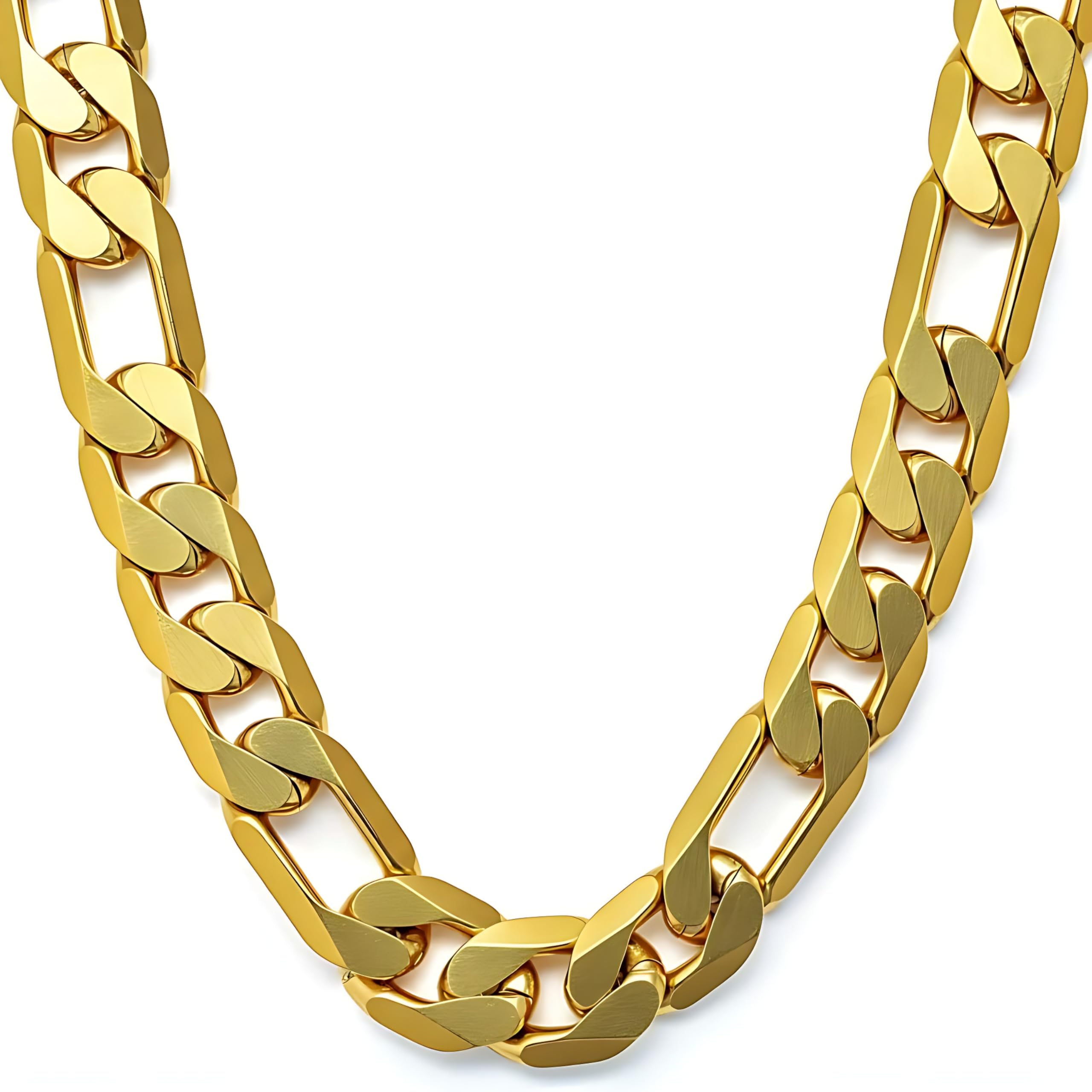 Lifetime Jewelry 11mm Diamond Cut Figaro Chain Necklace 24k Real Gold Plated, 20 Inches : Buy Online