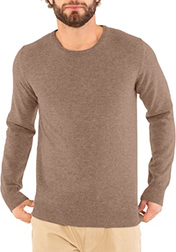 Marine Cashmere - Crewneck Sweater in Pure Cashmere for Men, Delicate and Soft 100% Cashmere Yarn, M