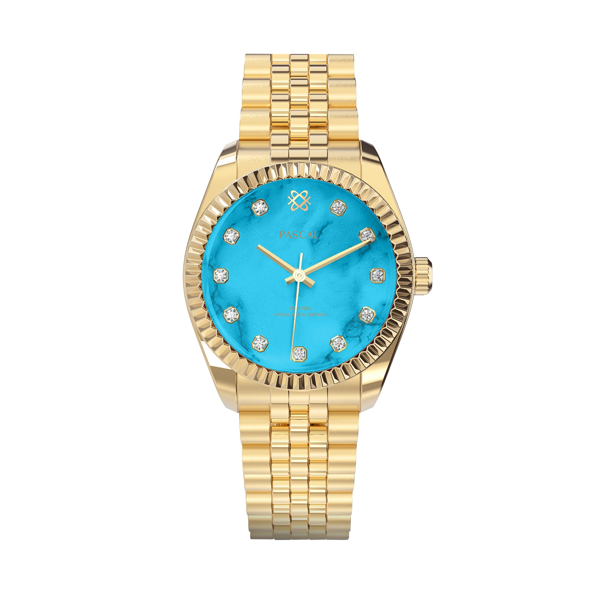 PASCAL Men's Timeless Classic Diamond Watch, Swiss Quartz, Sapphire Crystal, 10ATM Waterproof, Stain