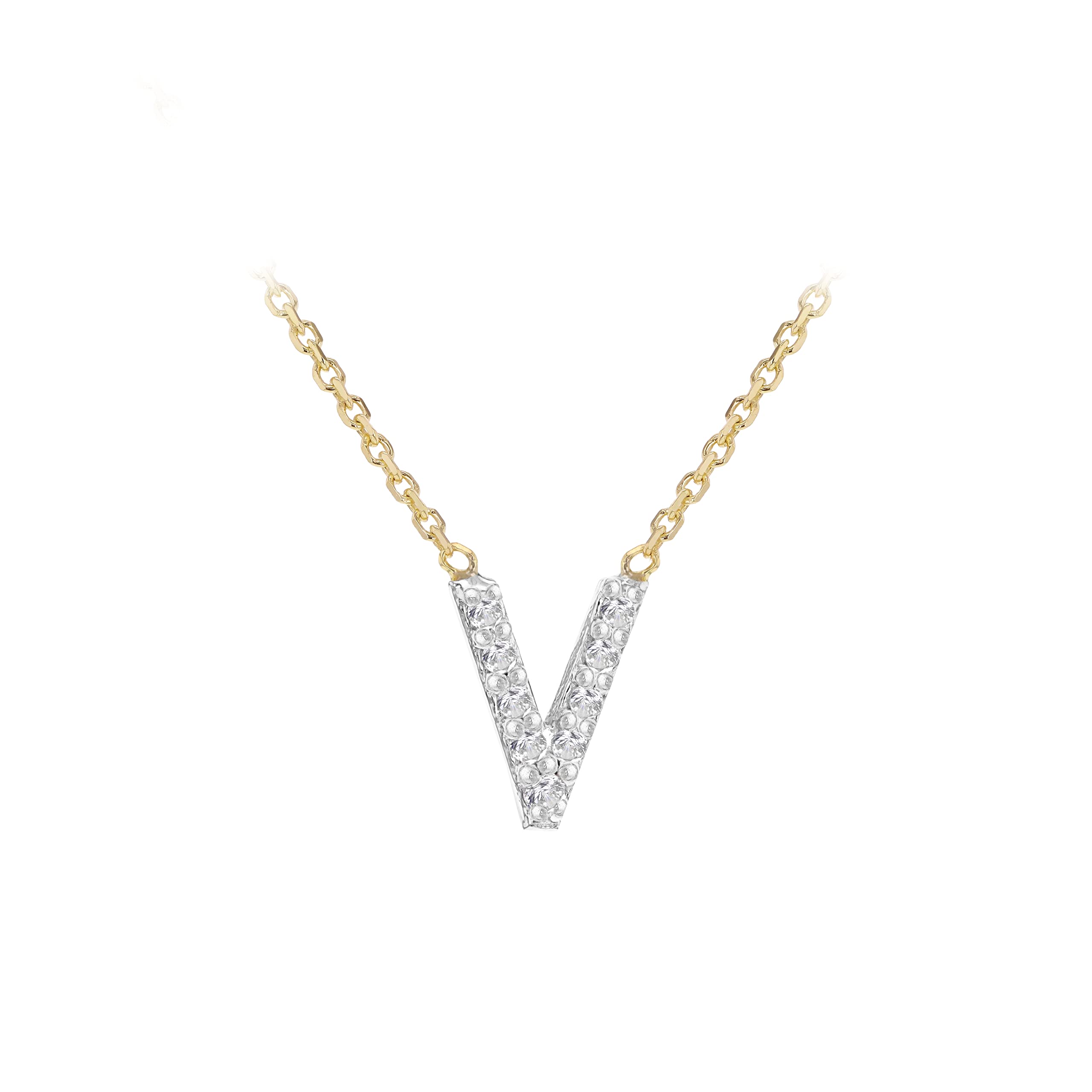 Carissima 9ct Two Tone Gold 0.005ct Diamond Mini Initial Chain Necklace 38cm/15