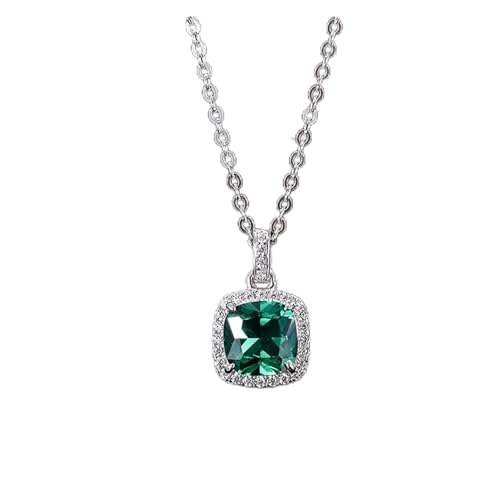 RUAJOGYNVM Vintage 925 Sterling Silver 8 x 8 mm Emerald Gemstone Pendant Necklace Earrings Wedding A