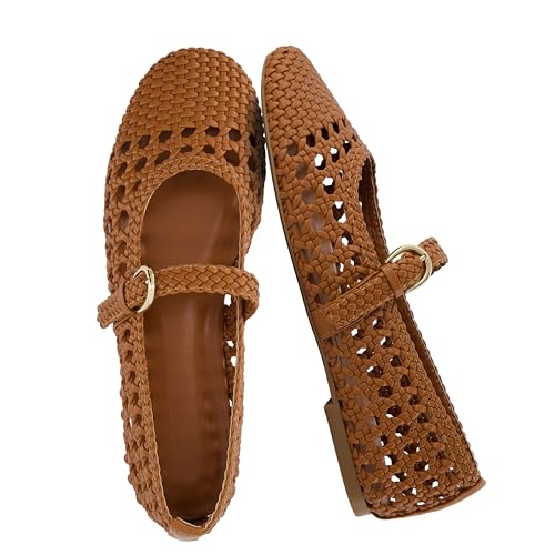 Amazon.com | CUSHIONAIRE Weston Hand Woven Mary Jane Flats for Women, Comfortable Dressy Ballet Flat