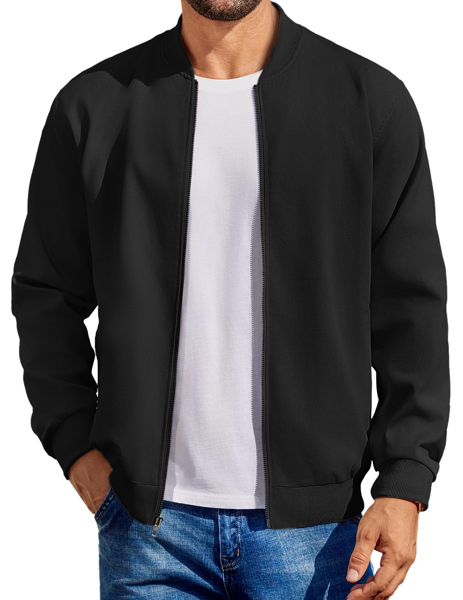 Men's Lightweight Casual Cotton Softshell Bomber Jacket