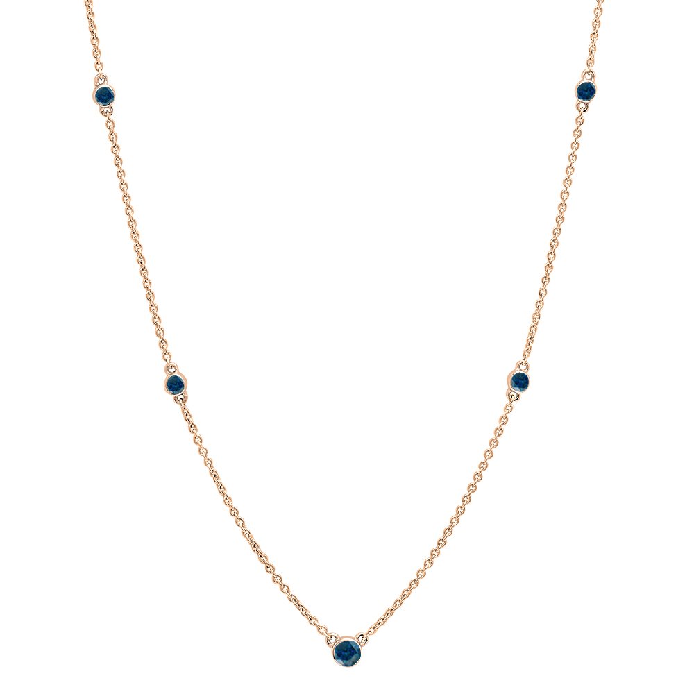 Dazzling Rock Collection Women's 0.30 Carat (CTW) Round Blue Diamond Necklace 10 K Rose Gold 1/3 ct
