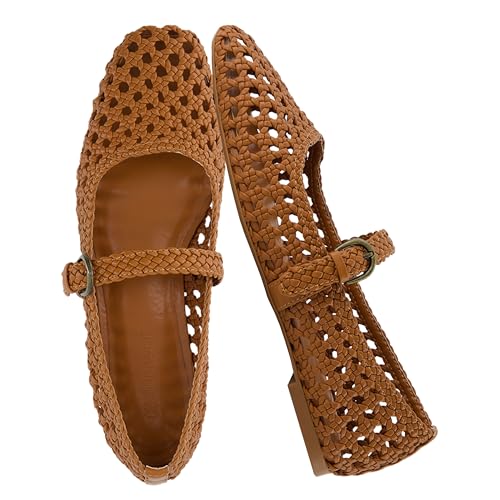 Amazon.com | CUSHIONAIRE Windsor Woven Womens Flats with Adjustable Strap – Comfortable Mary Jane Ba