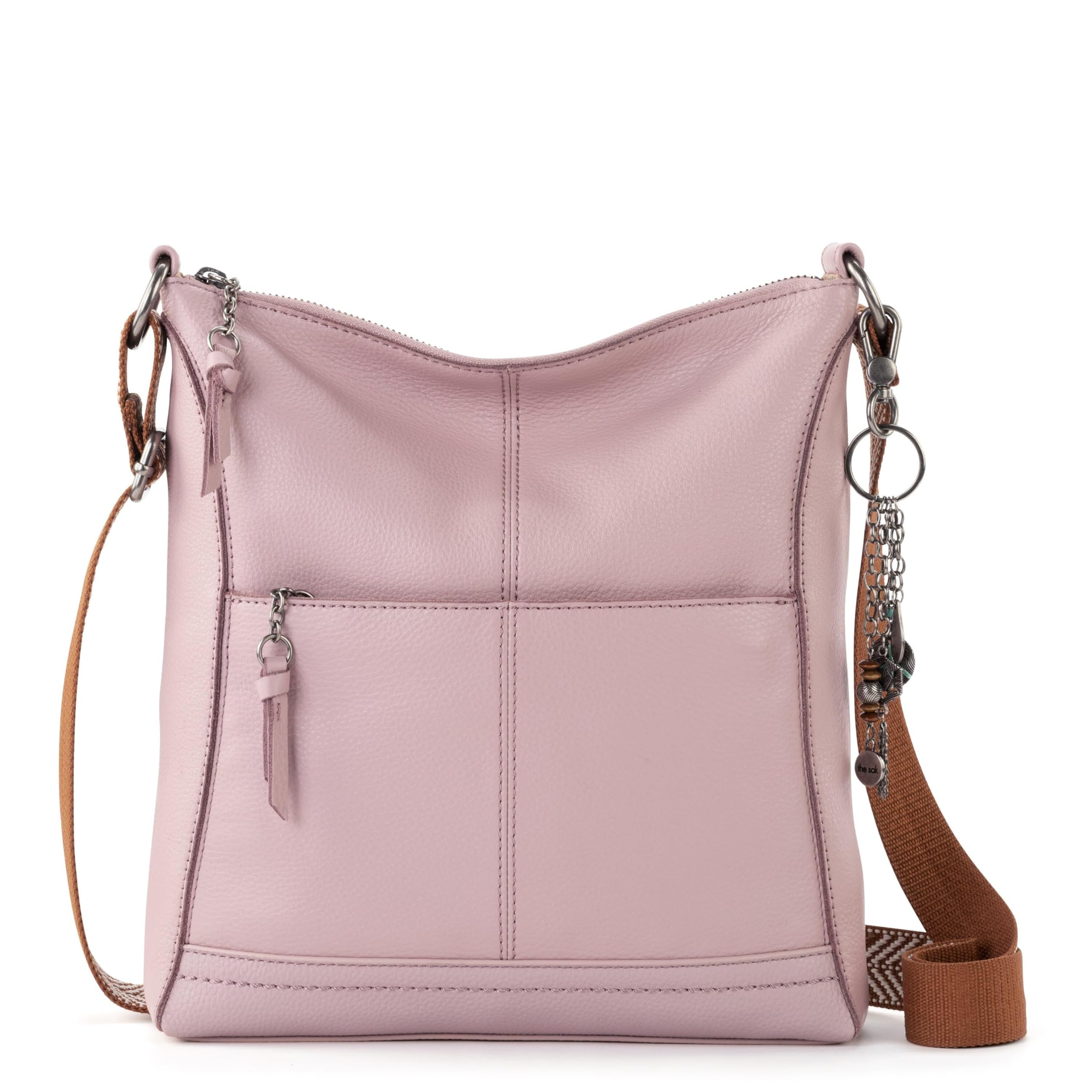 The Sak Lucia Crossbody Bag in Leather, Convertible Purse with Adjustable Strap, Rosewood: Handbags