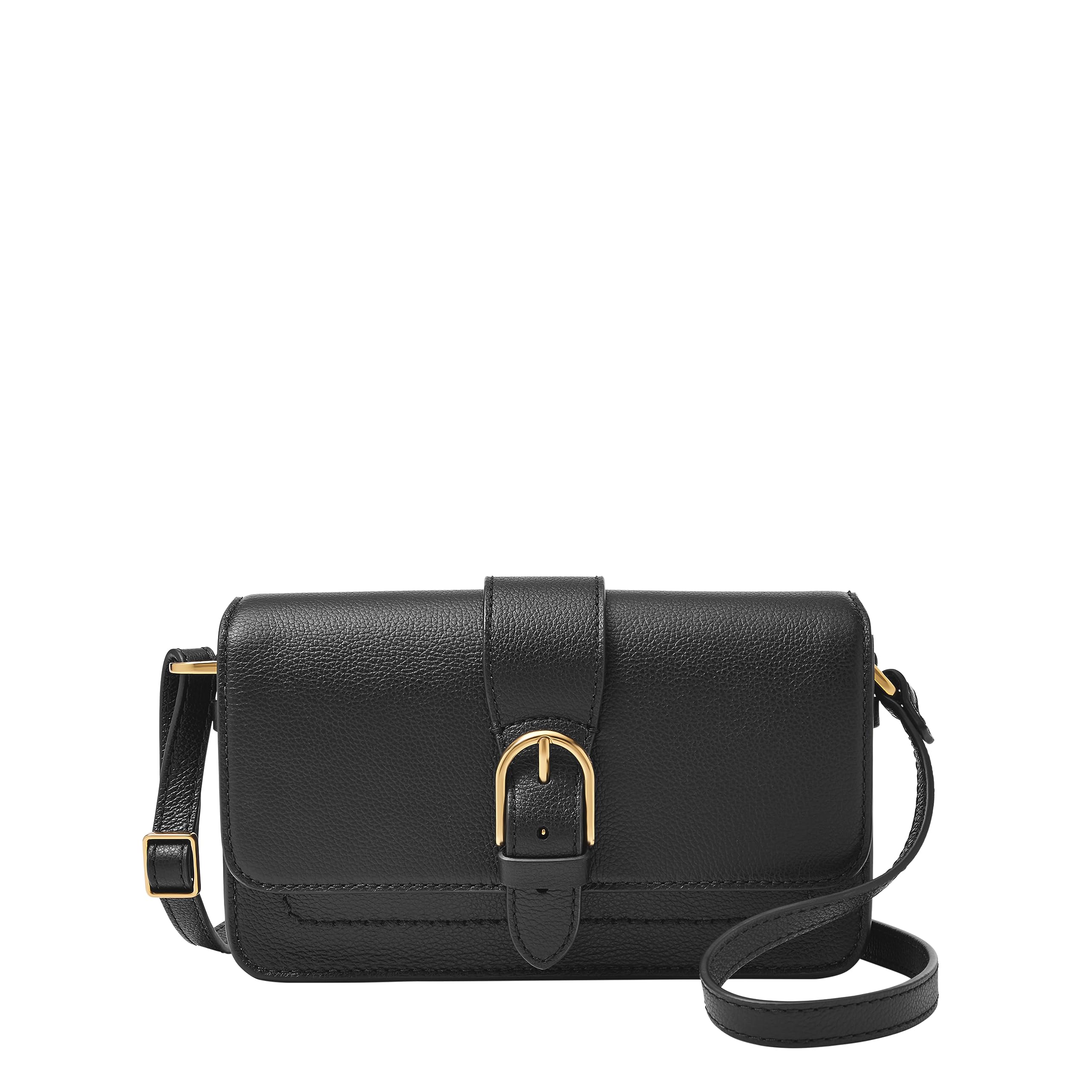 Fossil Women's Zoey Leather Medium Flap Crossbody Purse Handbag, Black (Model: ZB11021001): Handbags