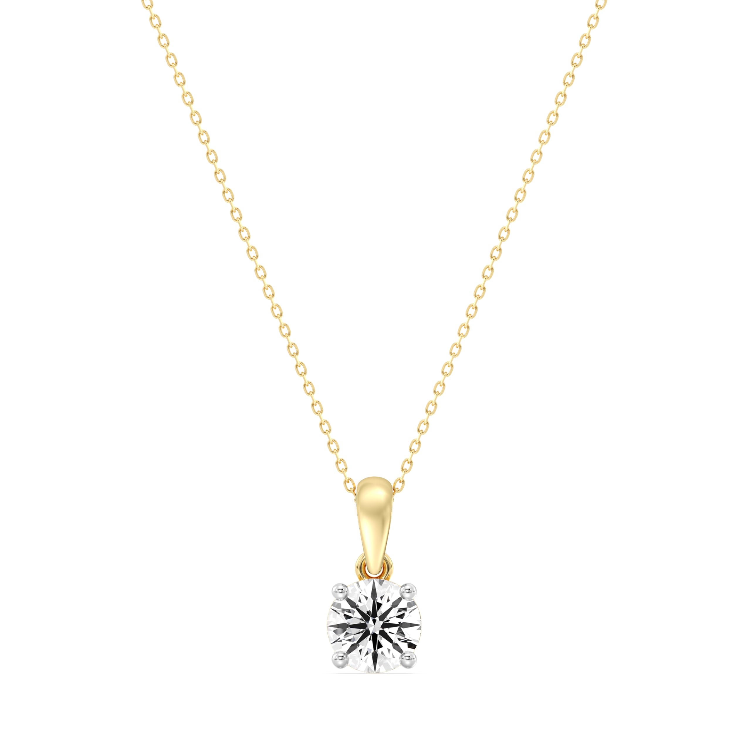 GILDED 1 Cttw Round Lab-Grown Diamond Solitaire Pendant Necklace, F Color SI Clarity, 14KT Gold Plat